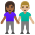 woman and man holding hands, medium-dark skin tone, medium-light skin tone